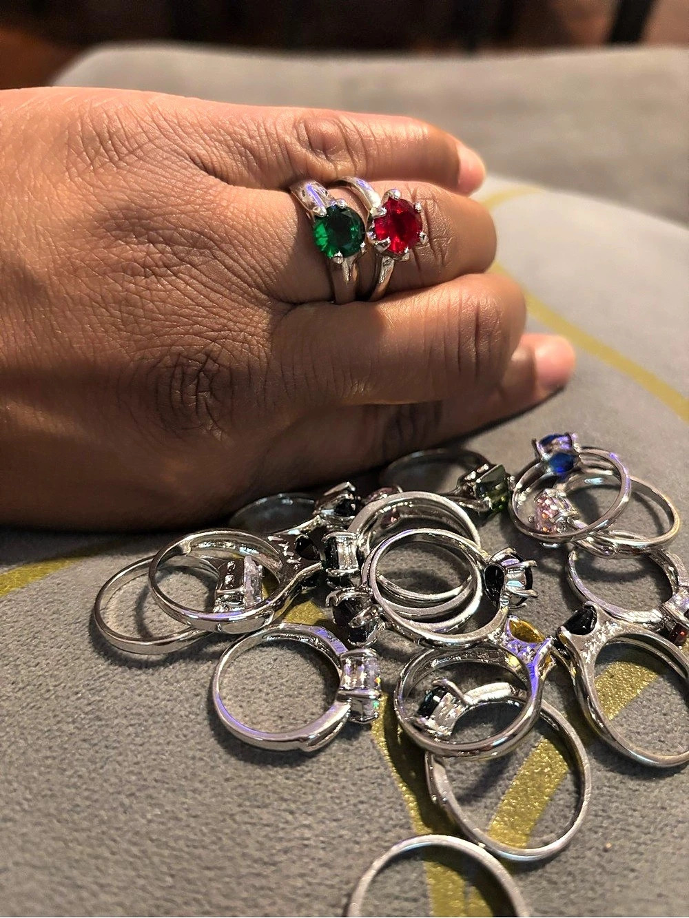Green & Red Gemstone Rings - Picture 2 of 5